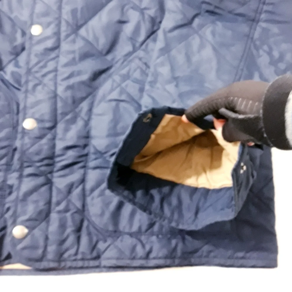 J.Crew Authentic Outewear New York Quilted Blue Jacket Lightweight Size XL